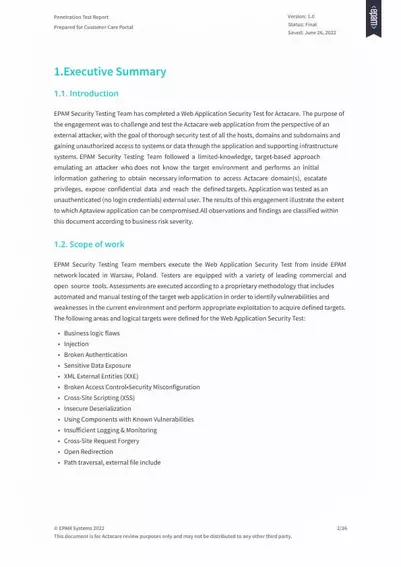 Report Executive Summary